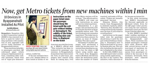 Newspaper coverage of Frog8 at Namma Metro